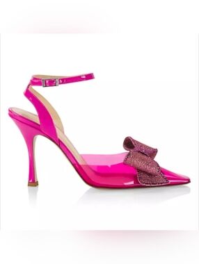 Hot Pink Diamante Bow Sparkle Heels 6